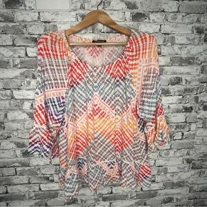 EUC Zac & Rachel Multicolor Geometric Blouse Size 2X